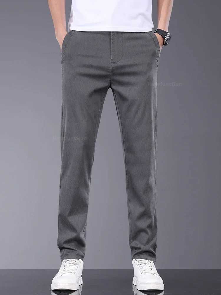 Mens pants soft and elastic Lyocell fabric summer clothing casual pants thin elastic waist slim fit mens pants W240919