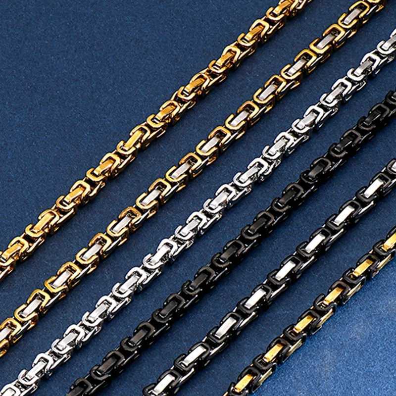 4/6/8mm Width Royal Box Chain Necklace For Men Male Stainless Steel Long Necklace Personalise Jewelry Boyfriend GiftX240919