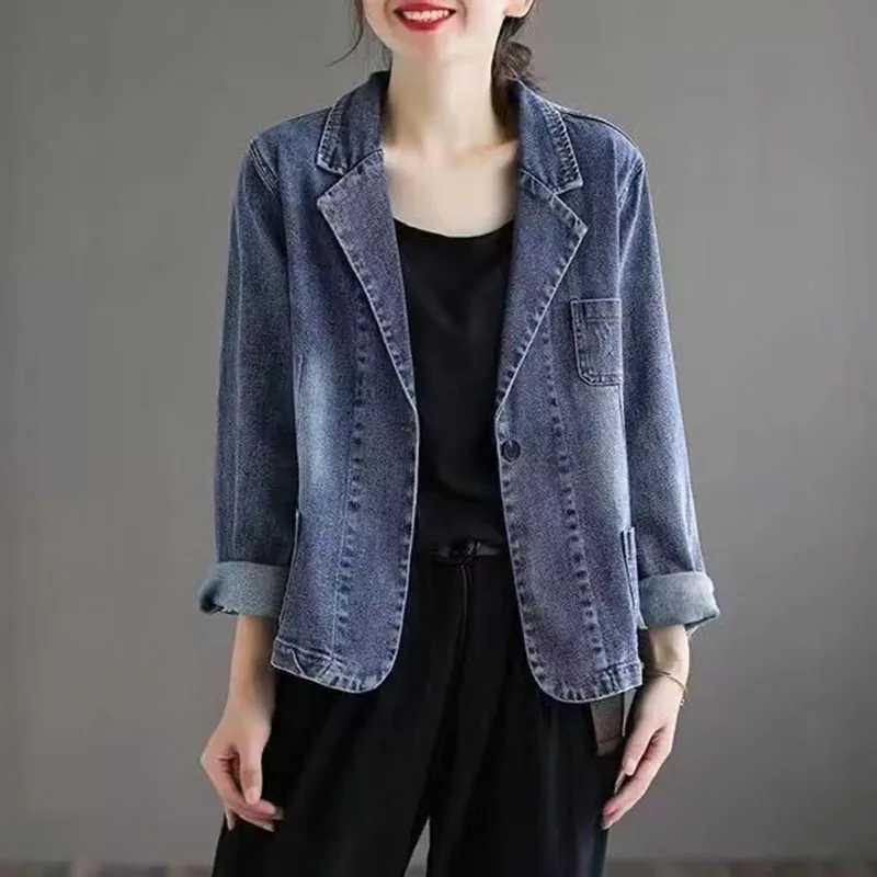 2024 Jeans Blazer Coat Women Spring Autumn New Retro Denim Jacket Female Loose Casual Coats Ladies Denim TopsX240920