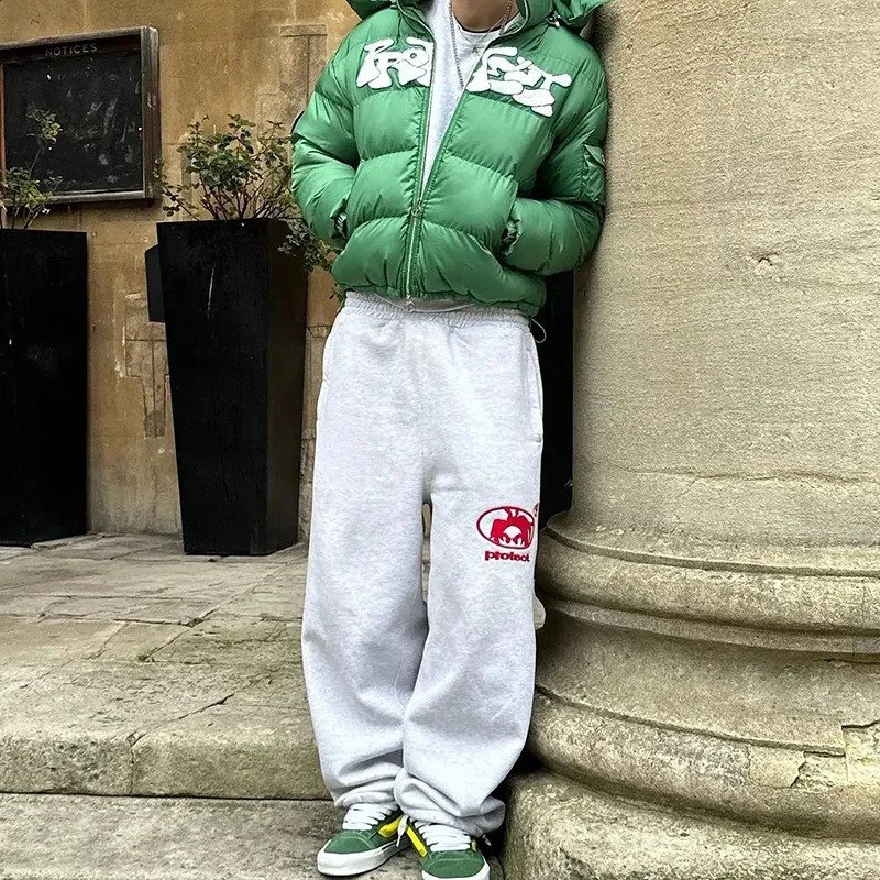 HOUZHOU Y2K Baggy Sweatpants womens retro letter embroidery sports pants mens street loose casual hip-hop jogging pants Trouser 240920