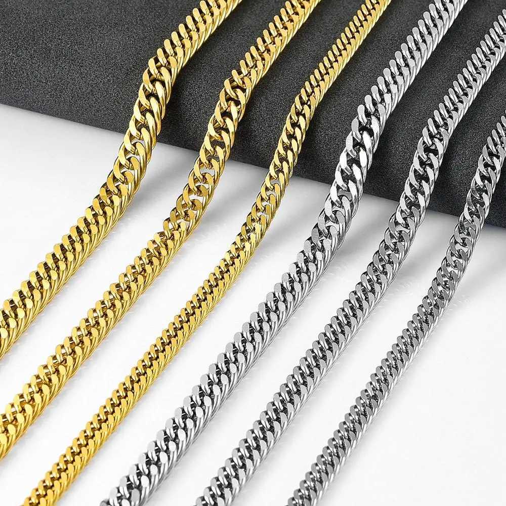 Fashion Men Stainless Steel Necklace High Quality Gold/Silver Color Link Cuban Chain Choker Jewelry AccessoryX240919