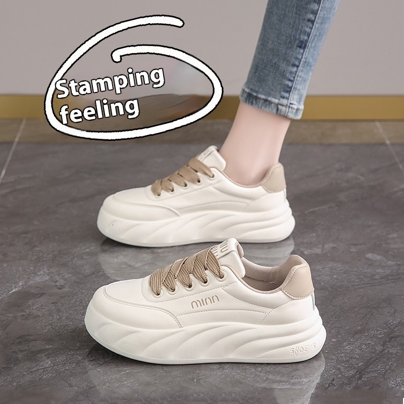 Thick soled trendy board for women in spring 2024, new casual bread shoes, versatile sports small white shoes