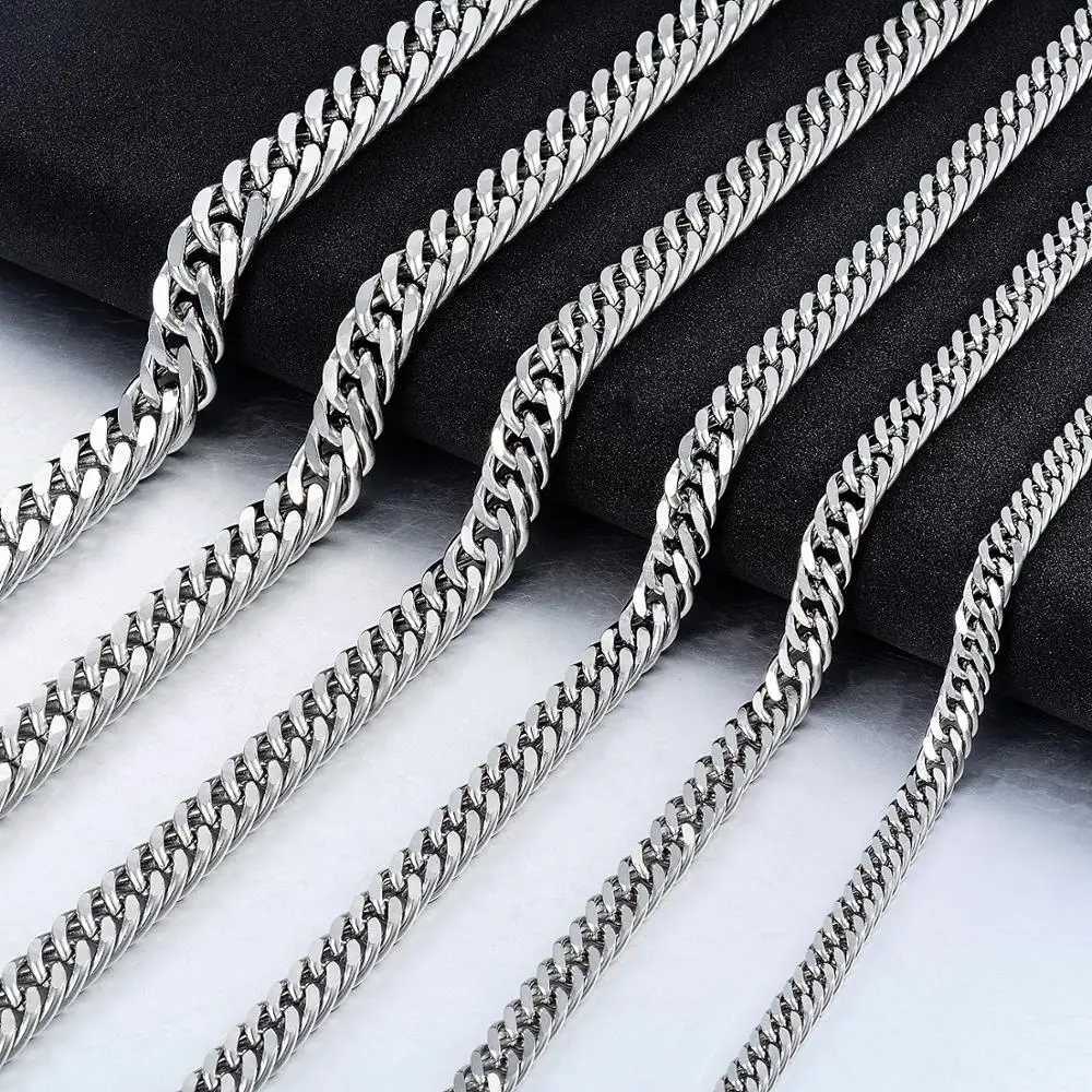 Figaro Style Stainless Steel Chain Punk Silver Color Long Necklace Men Cuban Fashion Hip-Hop JewelryX240919