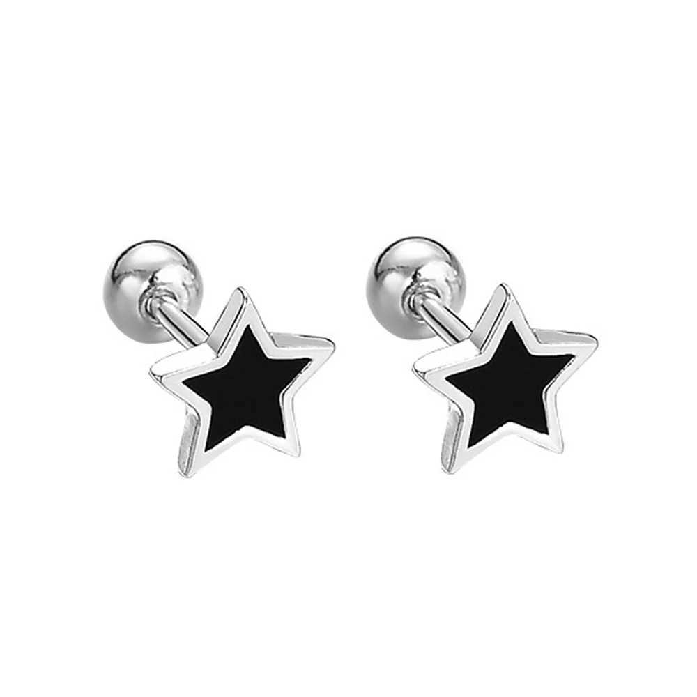 925 sterling silver Blackheart Star round small stud earrings suitable for womens luxury jewelry accessories free shipping for 2024 trend W240919
