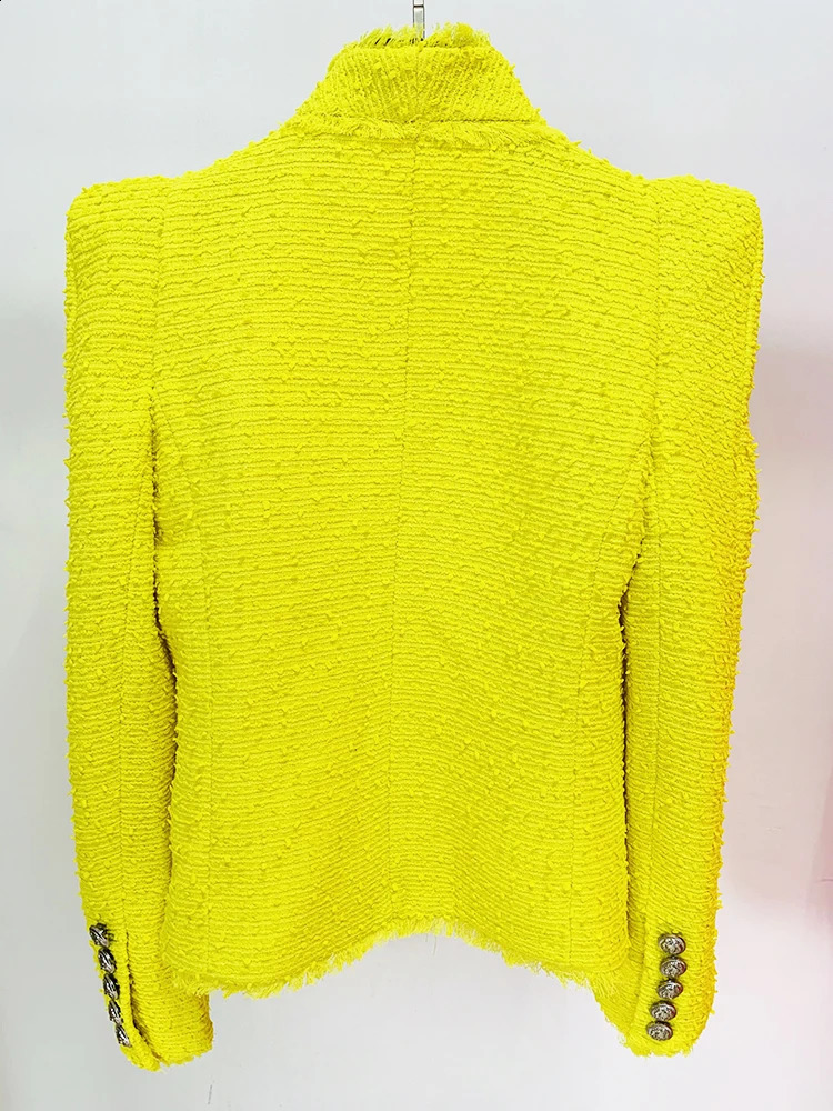 High Street est F/W Runway er Fashionable Womens Ultra Thin Fit Shoulder Diamond Beaded Ruffle Coarse Linen Jacket 240919