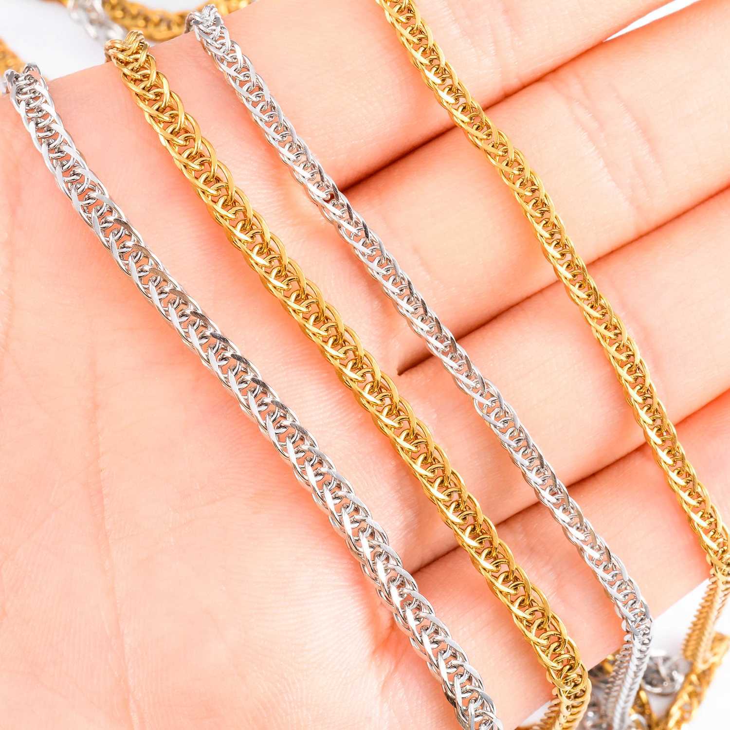 Hip hop 1.5mm/2.2mm/2.5mm/3.4mm Stainless Steel Weave Cuban Link Chain Necklace for Men Women Silver/Gold color 14 to 30 InchesX240919