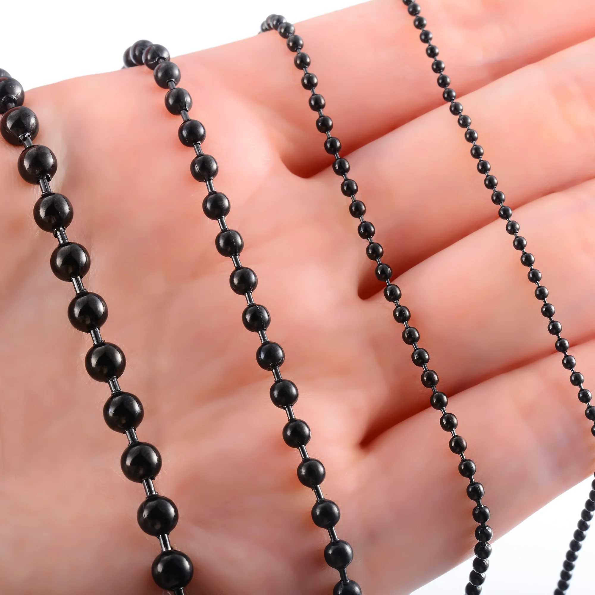 Bead Necklace for Women Men Ball Chain Stainless Steel Jewelry Accessories on the Neck Collar Round Rolo Black Plated ChokerX240919