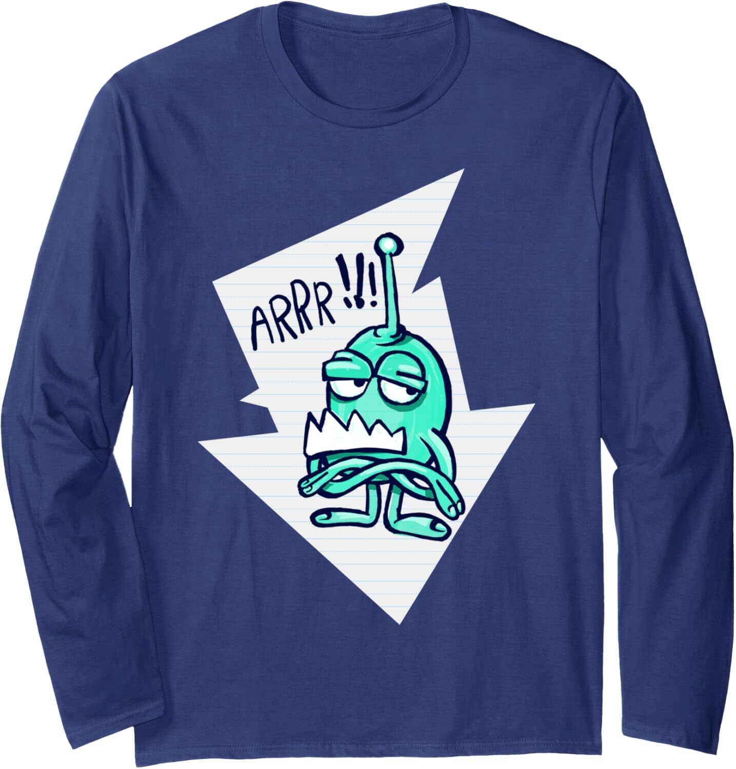 Long Sleeve Shirts for Men sweatshirt Cute hand draw cartoon monster green arrr funny Long Sleeve Tee Streetwear Casual tops clothes