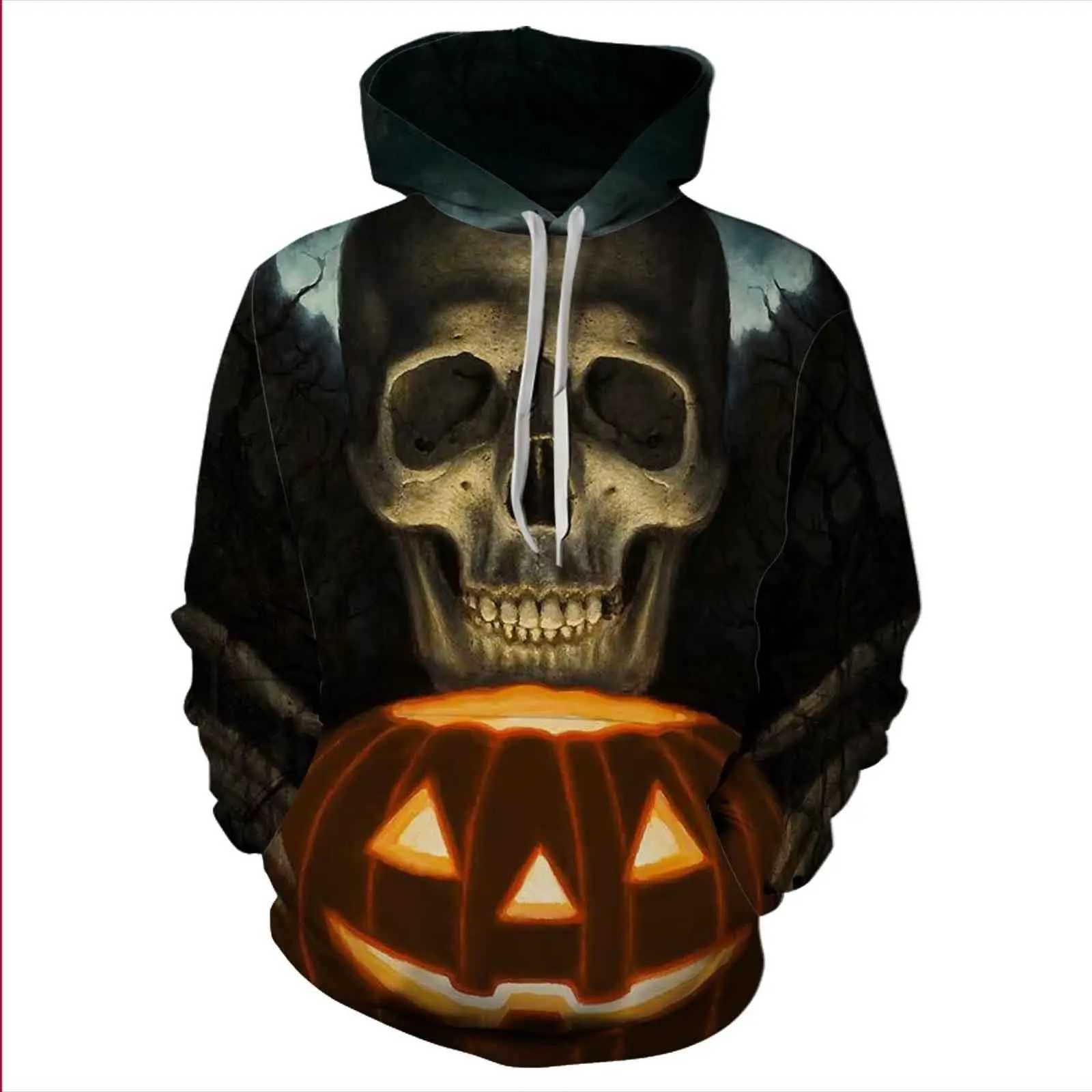 2024 Autumn European and American Tops Halloween Series Digital Printing Hooded Sweater Mens and Womens Plus Size Casual Y240920