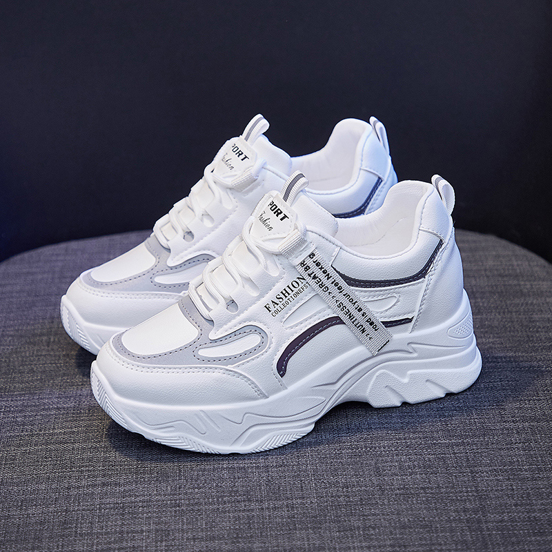 2022 new Brand Wedge Shoes Fashion designers white Sneakers Women leather thick-soled tennis Sports shoes woman Zapatillas Mujer