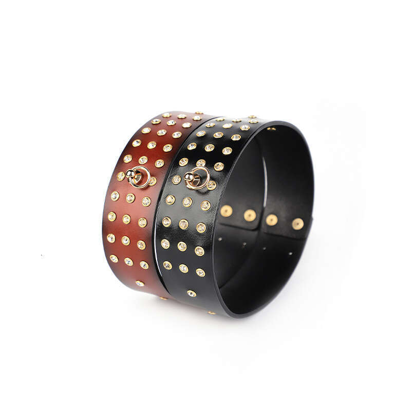 High end SM props, full diamond genuine leather fun collar, female slave training, traction neck cover, alternative choker, adult product