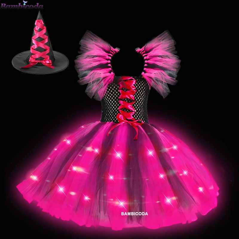 Halloween Girls Witch Dress Princess LED Light Up Dress for Girls Party Toddler Kids Pumpkin Costume Carnival Evening Dresses Y240919