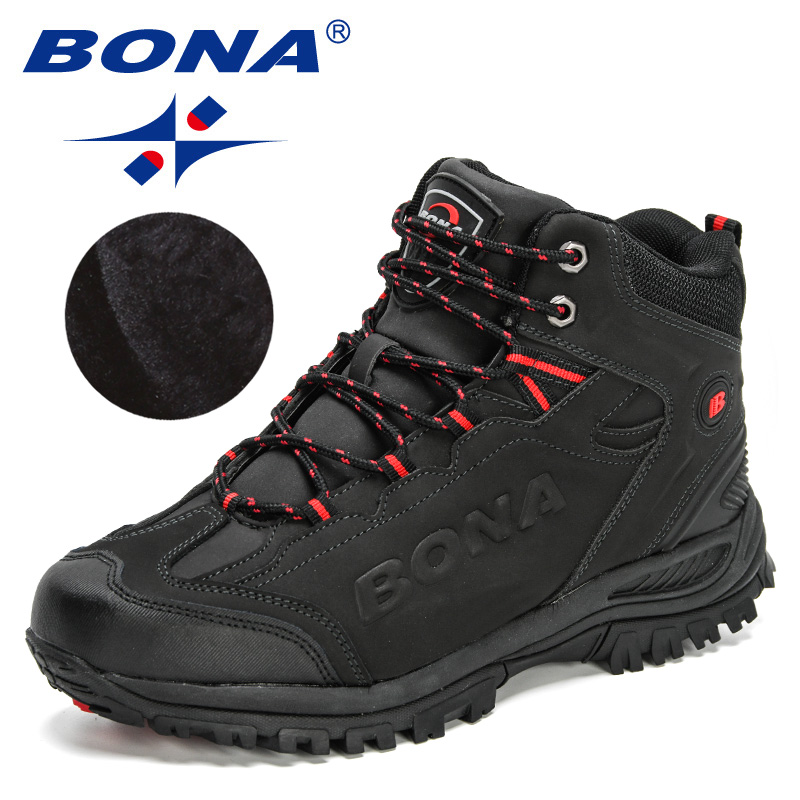 2022 BONA New Designers Popular Hiking Boots Men Snow Warm New Sneakers Man Padded Trekking Winter Action Leather High Top Footwear 2441