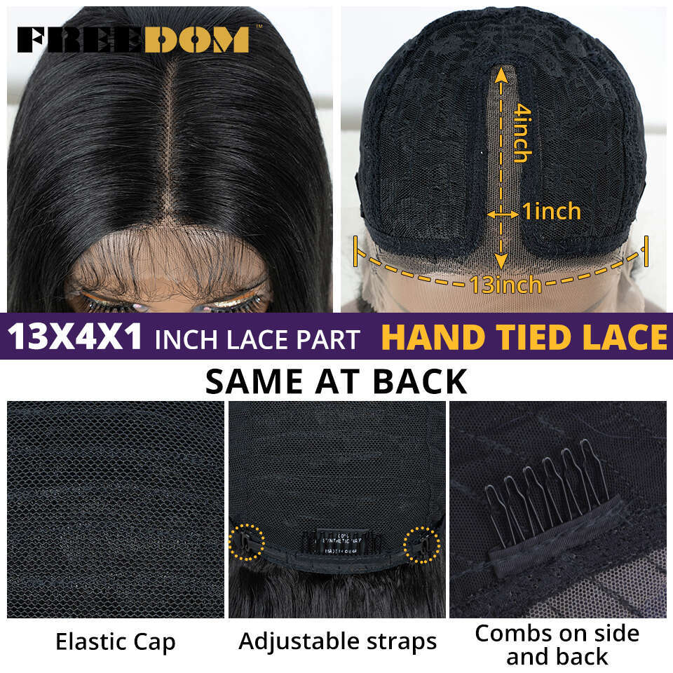 FREEDOM Synthetic Front Wigs For Women Straight Lace With Baby Hair 24 Inches Ombre Honey Brown Highlight Cosplay Wig