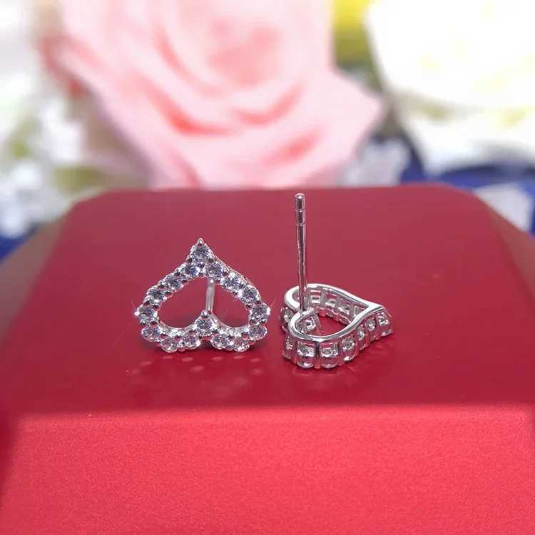Solid color 14K white gold stud earrings 1CT/piece diamond engagement stud earrings love promise womens party halo earrings W240919