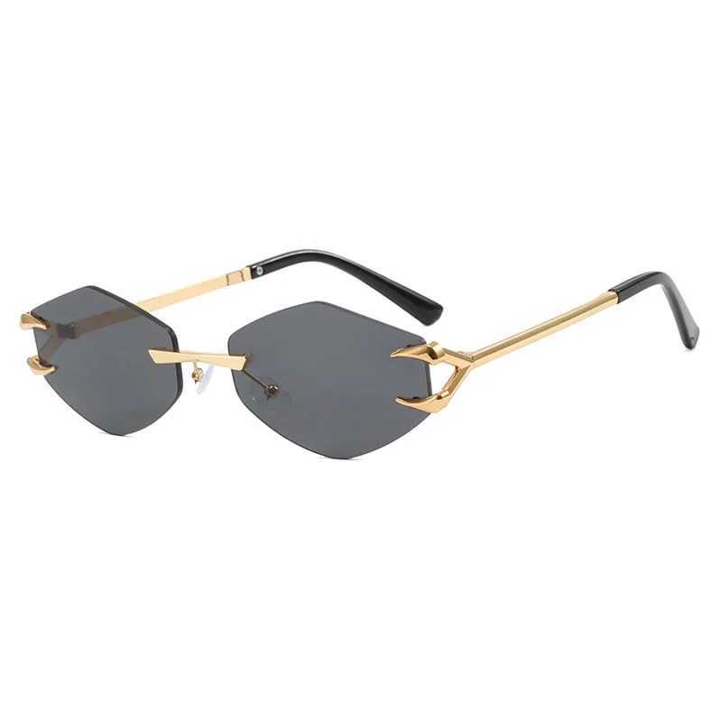 Rimless Diamond Sunglasses Square Women Men Retro Sun Glasses Brand Designer Eyewear UV400 Shades Oculos Female GafasX240920