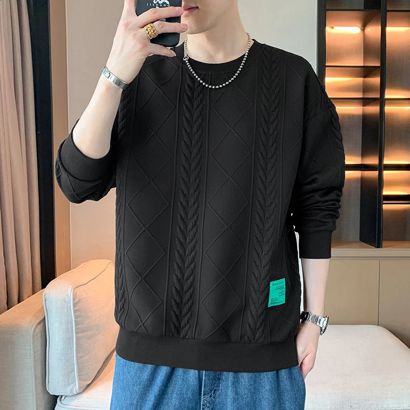 Mens sweaters cable knit patterns fashionable mens streetwear autumn long sleeved shirts fashionable clothing printed shirts 240919