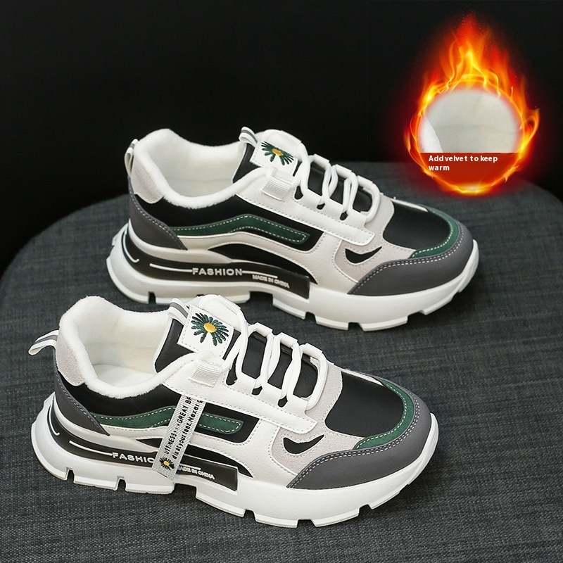 Cotton female students Korean version 2024 new winter anti slip warm cotton with thick velvet dad shoes for women NK97