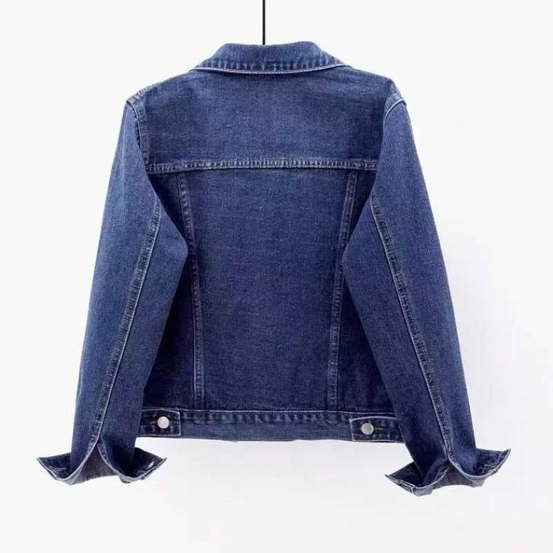 2024 Spring New Denim Jacket Womens Cropped Slim Fit Smooths Your Silhouette Versatile Cardigan Sleeve Top TrendyX240920