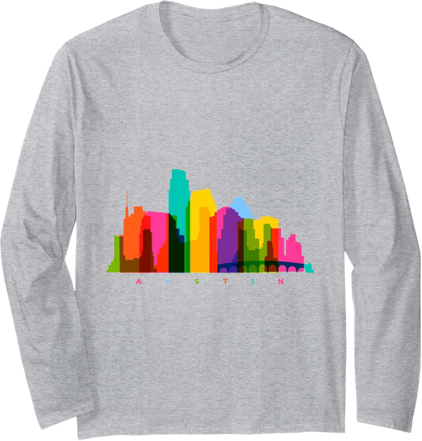 Long Sleeve Shirts for Men sweatshirt Colorful Austin Graphic Best Austin City Fan Gift Long Sleeve Tee Streetwear Casual tops clothes