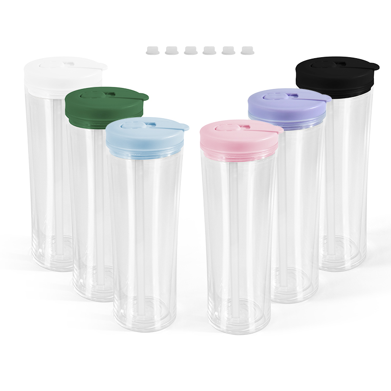 20oz Snow globe Pre-drilled hole plastic cup double wall Acrylic tumbler for Vinyl UV DTF sticker DIY Drinkware drinking cups plug free