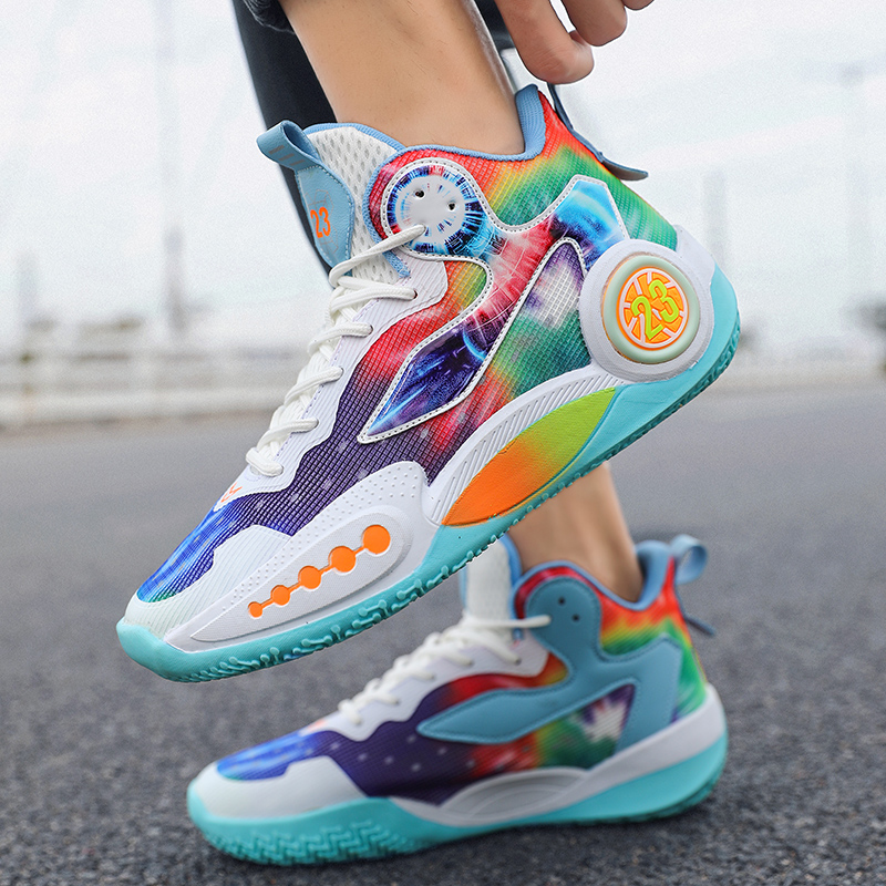 New Trend Colorful Sports Shoes Anti-slip Shock-absorbing Men's Basketball Shoes Comfort Breathable Women Basketball Sneakers