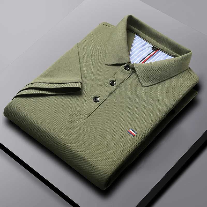Embroidered Mens Pure Cotton Popsicle Cotton Polo Shirt 2024 Summer Short Sleeved New Business Casual Breathable Polo Shirt ForX240920
