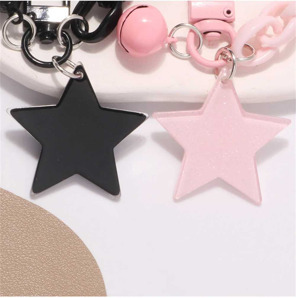 Glitter Stars Acrylic Keychain Bell Pendant Keyring for Girls Backpack Charm Headphone Case Accessorie Creative Friendship GiftsX240919