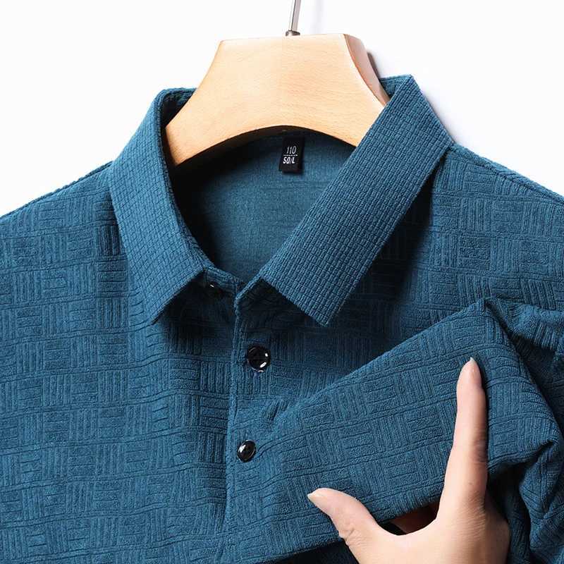 Luxury Quality Mens 2024 Summer New Cotton And Hemp Short Sleeved Polo Shirt Business Casual Checkered Lapel T-shirt Mens WearX240920