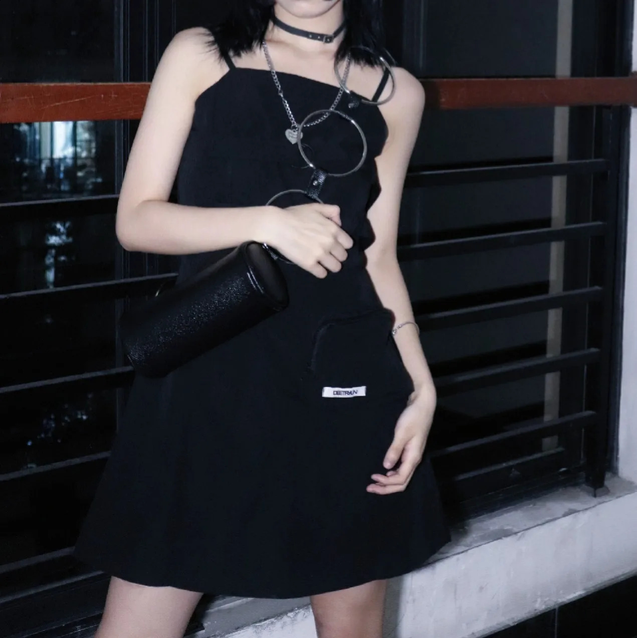 Personalized Womens Bucket Bag Fashion n Metal Ring Shoulder PU Leather Cool Girl Black Wrist Messenger 240919