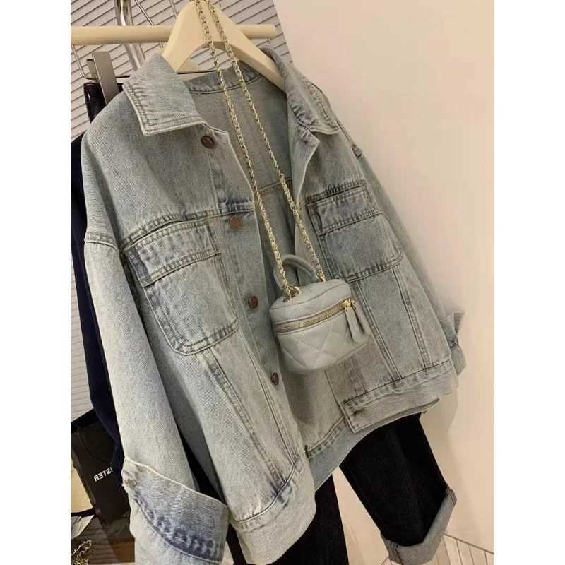 Hong Kong Style Vintage Casual Slimming Petite Denim Jacket For Women Spring Autumn Niche Cropped Top TrendyX240920
