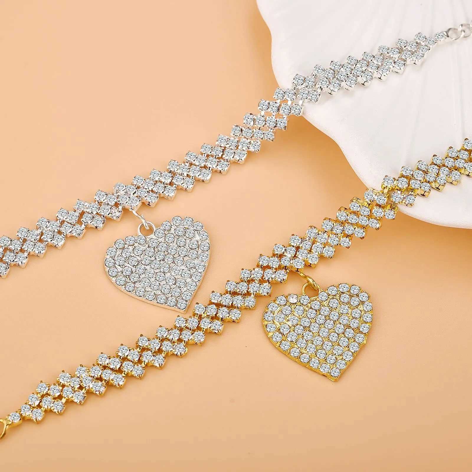 New Shining Cubic Zirconia Chain Anklet For Women Fashion Silver Color Ankle Bracelet Barefoot Sandals Foot Jewelry Y240920