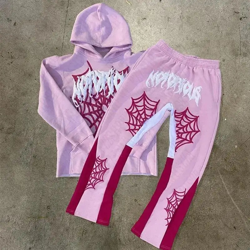 2 Piece Set Tracksuit Men Y2k Sweatpants and Women Streetwear Hip Hop Casual Oversized Hoodie Sweatershirt 240914