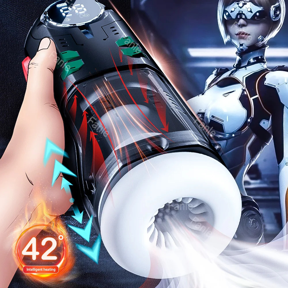 Male Masturbator Cup Telescopic Thermal Pocket Cat Vaginal Oral Sex Sucking Stimulating Masturbation Toy 240914