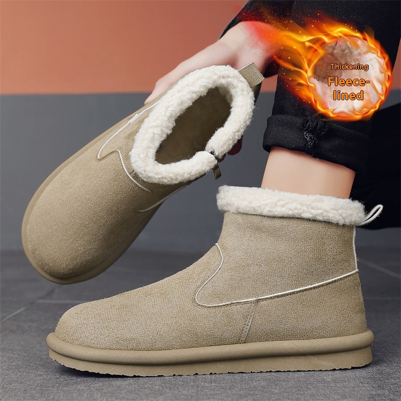 Winter high top casual snow boots with zipper and plush warm cotton boots, fashionable solid color bread shoes M81
