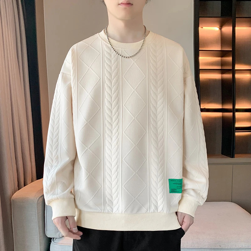 Mens sweaters cable knit patterns fashionable mens streetwear autumn long sleeved shirts fashionable clothing printed shirts 240919