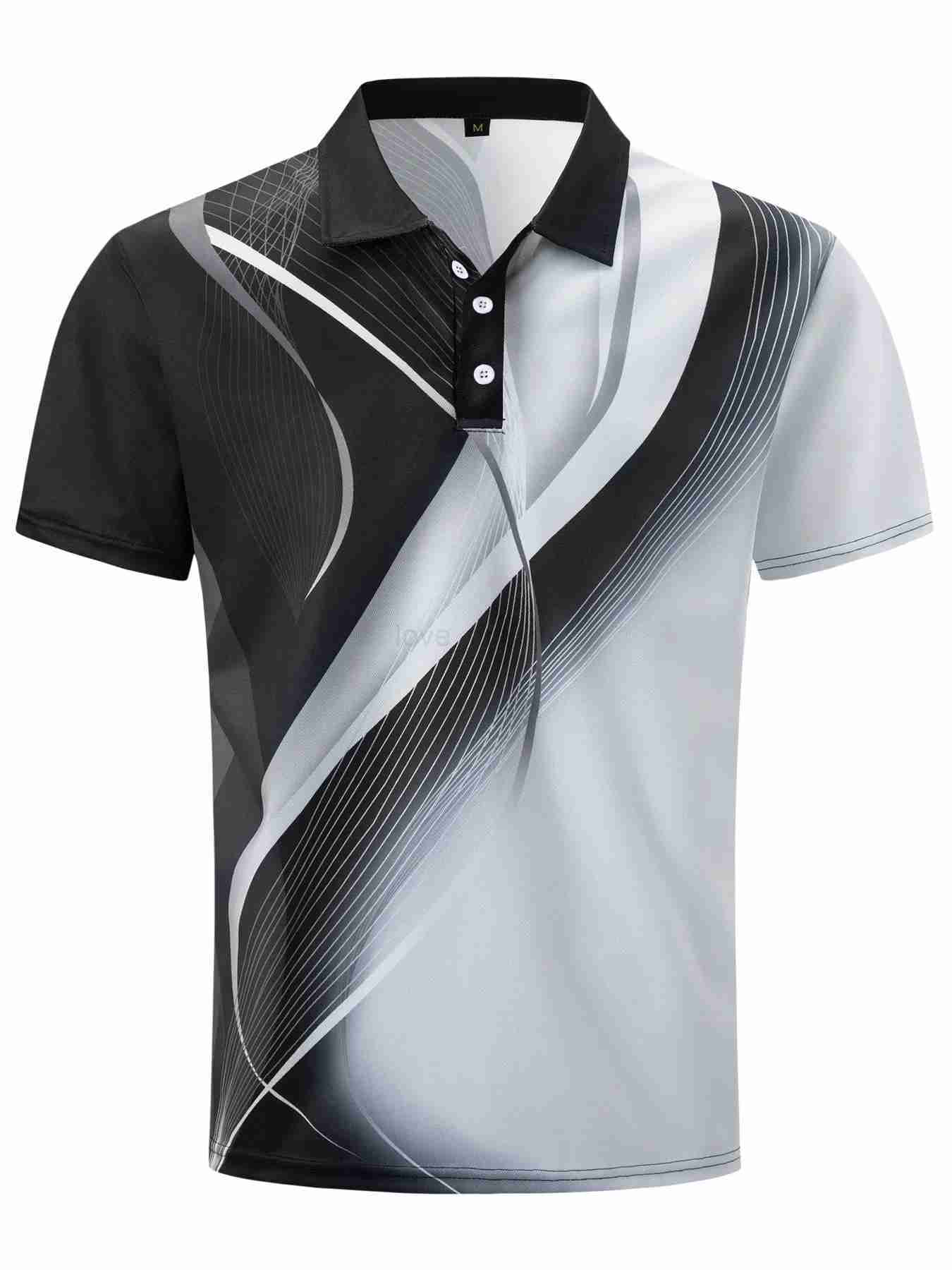 Latest 2024 new mens T-shirt natural stripes casual business short sleeve polo shirt topXJ240920