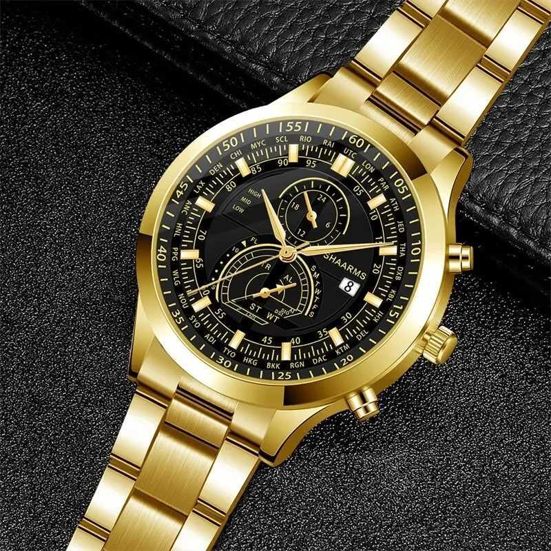 Mens Fashion Business Quartz Watch Fashion Fake Three Eye Six Pin Calendar Men Watch Stainless Steel Belt Men WatchesX240920