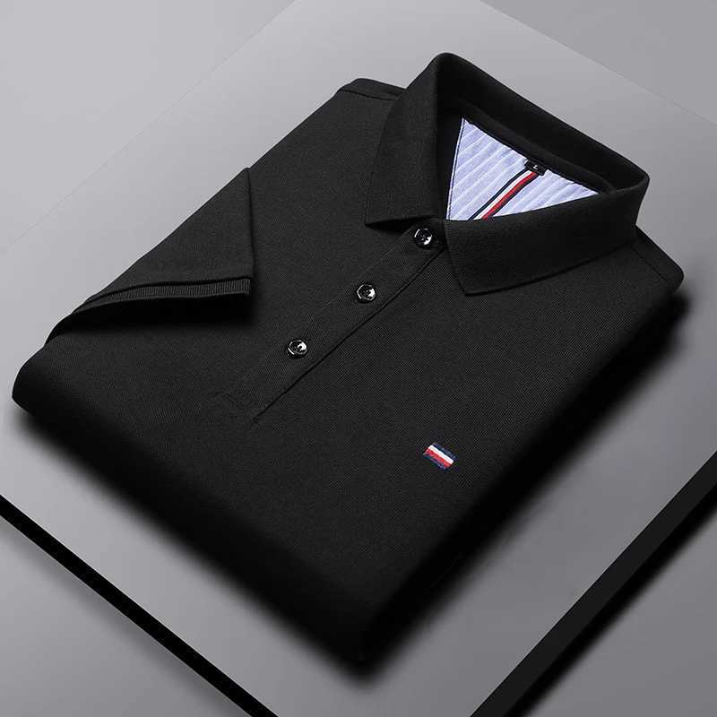 Embroidered Mens Pure Cotton Popsicle Cotton Polo Shirt 2024 Summer Short Sleeved New Business Casual Breathable Polo Shirt ForX240920