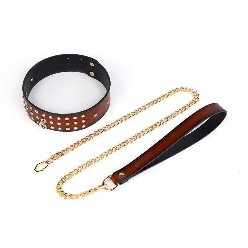 High end SM props, full diamond genuine leather fun collar, female slave training, traction neck cover, alternative choker, adult product