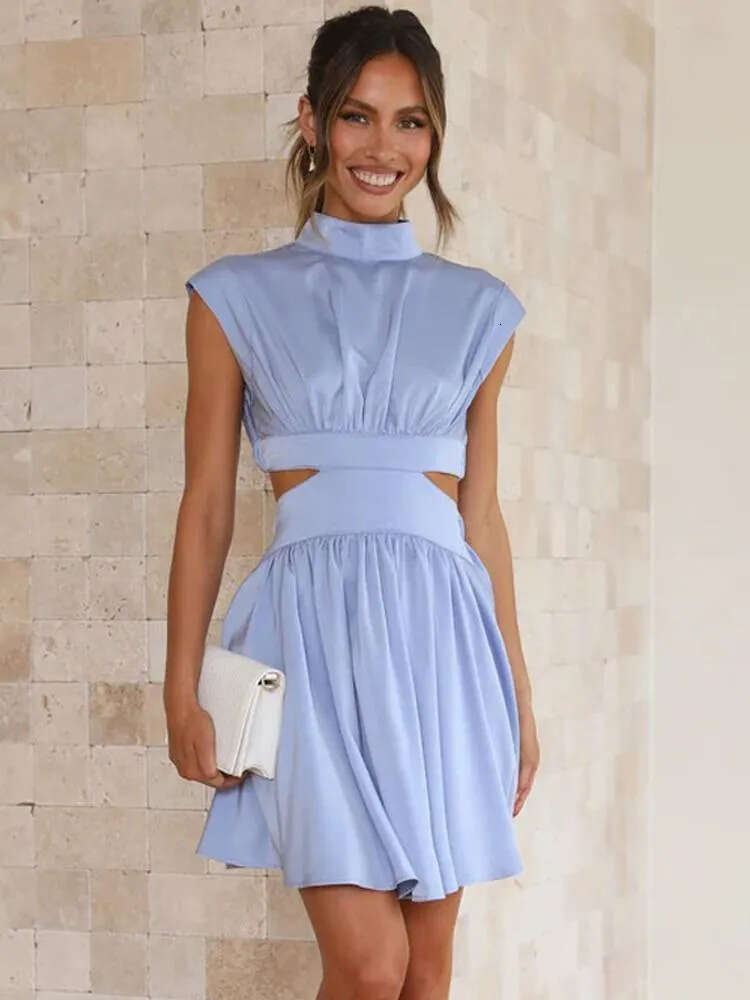 Women Designer Dress Casual Adjustable Australia Dresses Solid High Waist Hollow Out For Women Summer Sleeveless Cut Dress Fashion Elegant Clothes Vac