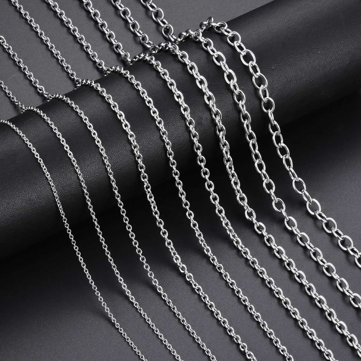 Wholesale 1Pc Width 1.5mm-6mm Stainless Steel Cross O Bulk Chain Necklace For Women Men DIY Jewelry Bracelet NecklaceX240919