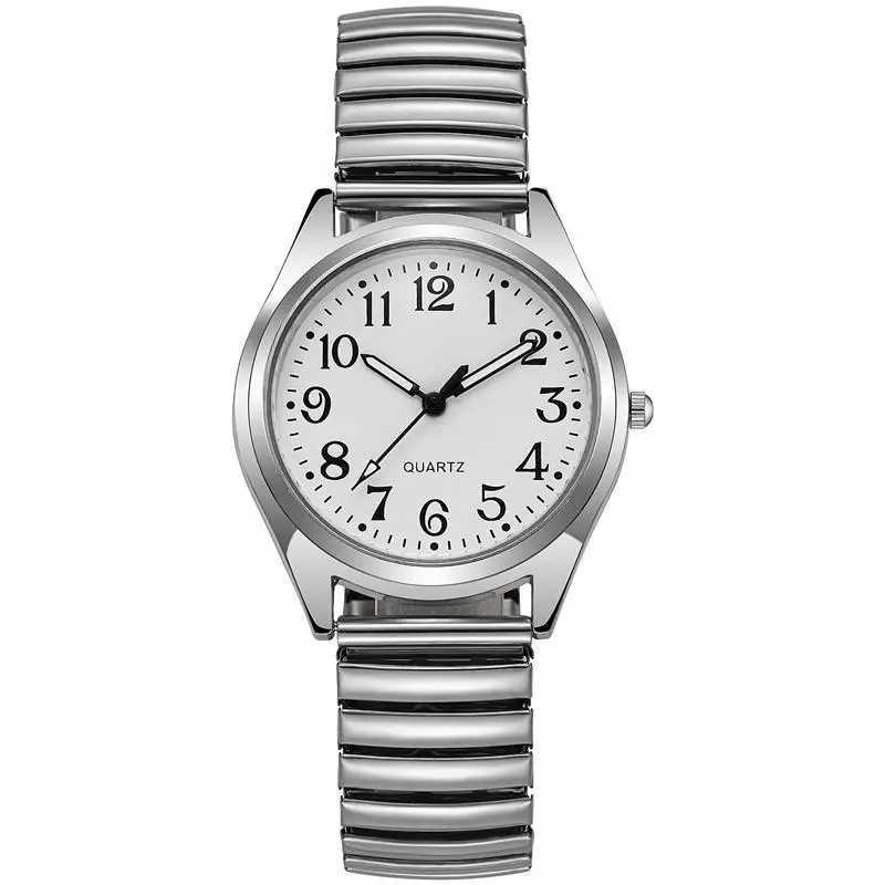 Classic style elastic spring strap watch with large digital quartz watch for men and women Father Mothers day gift watchX240920