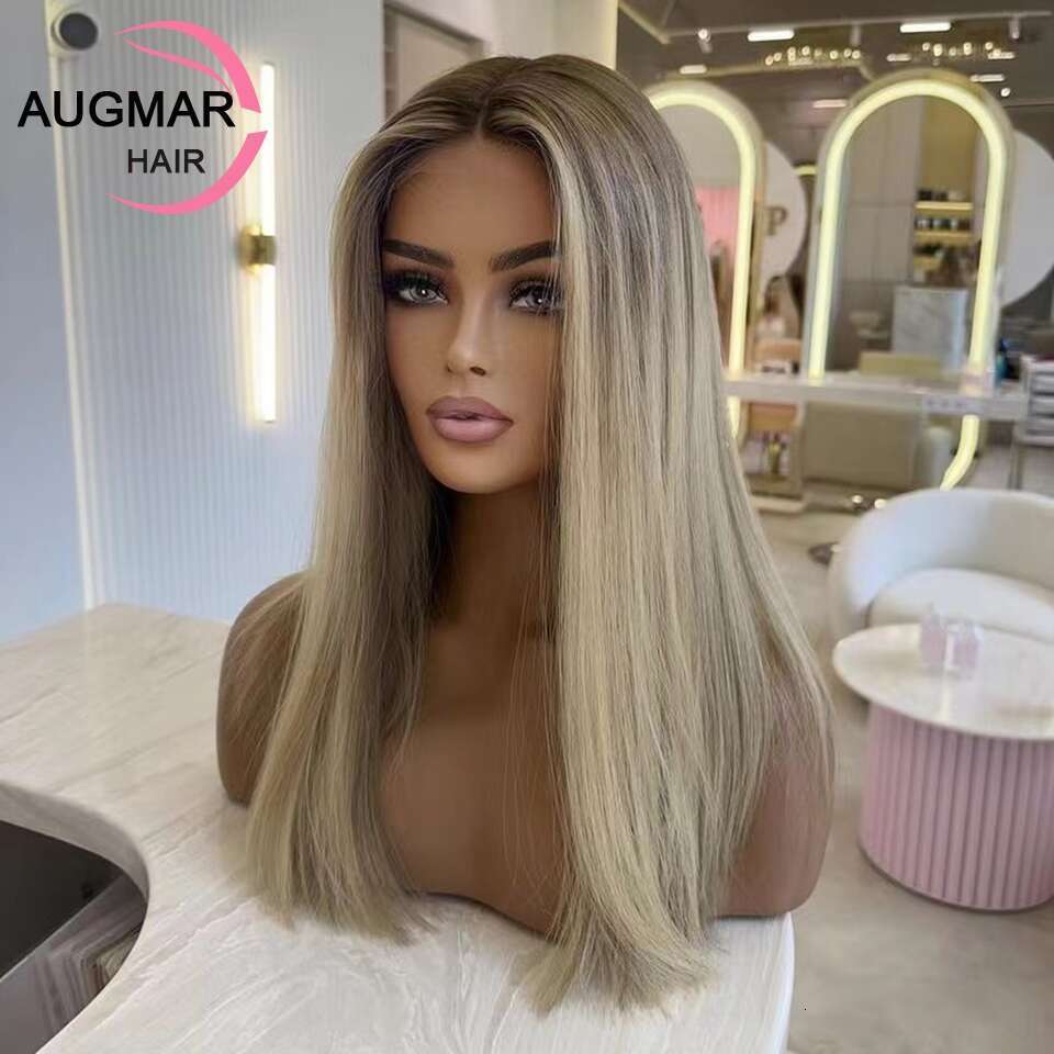 13x4 Ash Blonde Highlight Wig Glueless 13x6 Straight Lace Front Transparent Body Wave Human Hair Wigs For Women