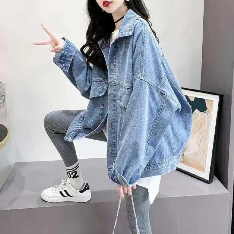 Denim Jacket Womens New Spring Autumn Fried Street Embroidery Loose Jeans Coat Versatile Fashion Retro Female Outerwear TopsX240920