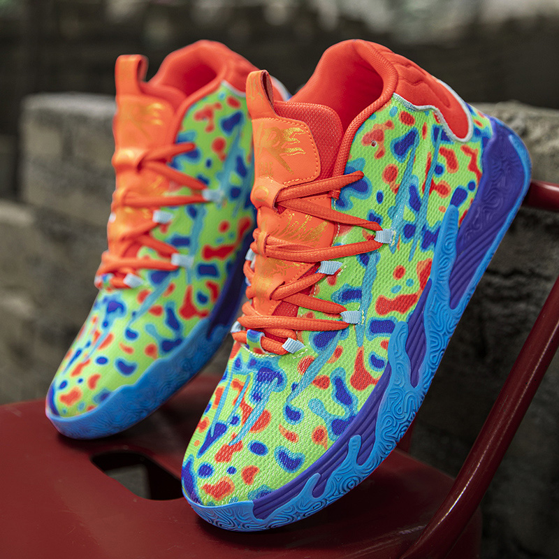 High Quality Colorful Basketball Sneakers Unisex Anti-shock Outdoor Men's Basketball Shoes Lace-up Anti-slip Men Athletic Shoes