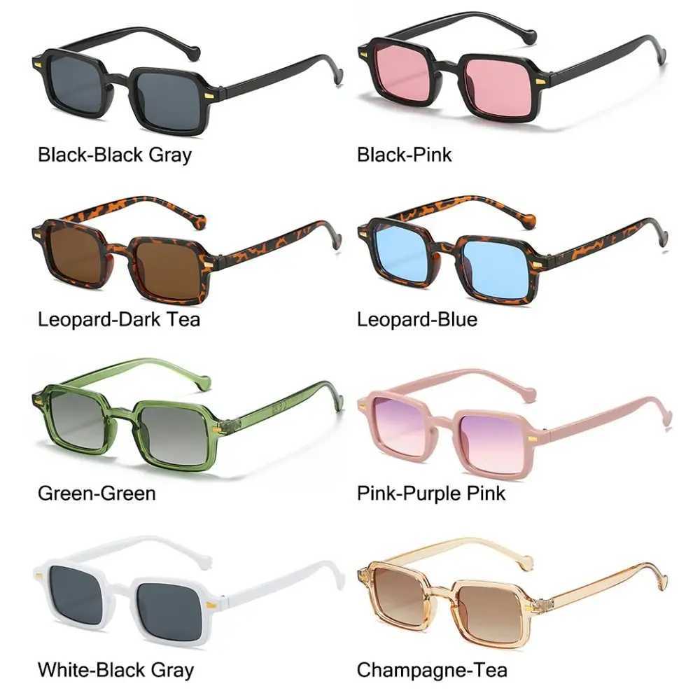 Fashion Square Sunglasses Women New Retro Rivets Decoration Glasses Men Leopard Blue Sun Glasses Gradient Shades UV400X240920