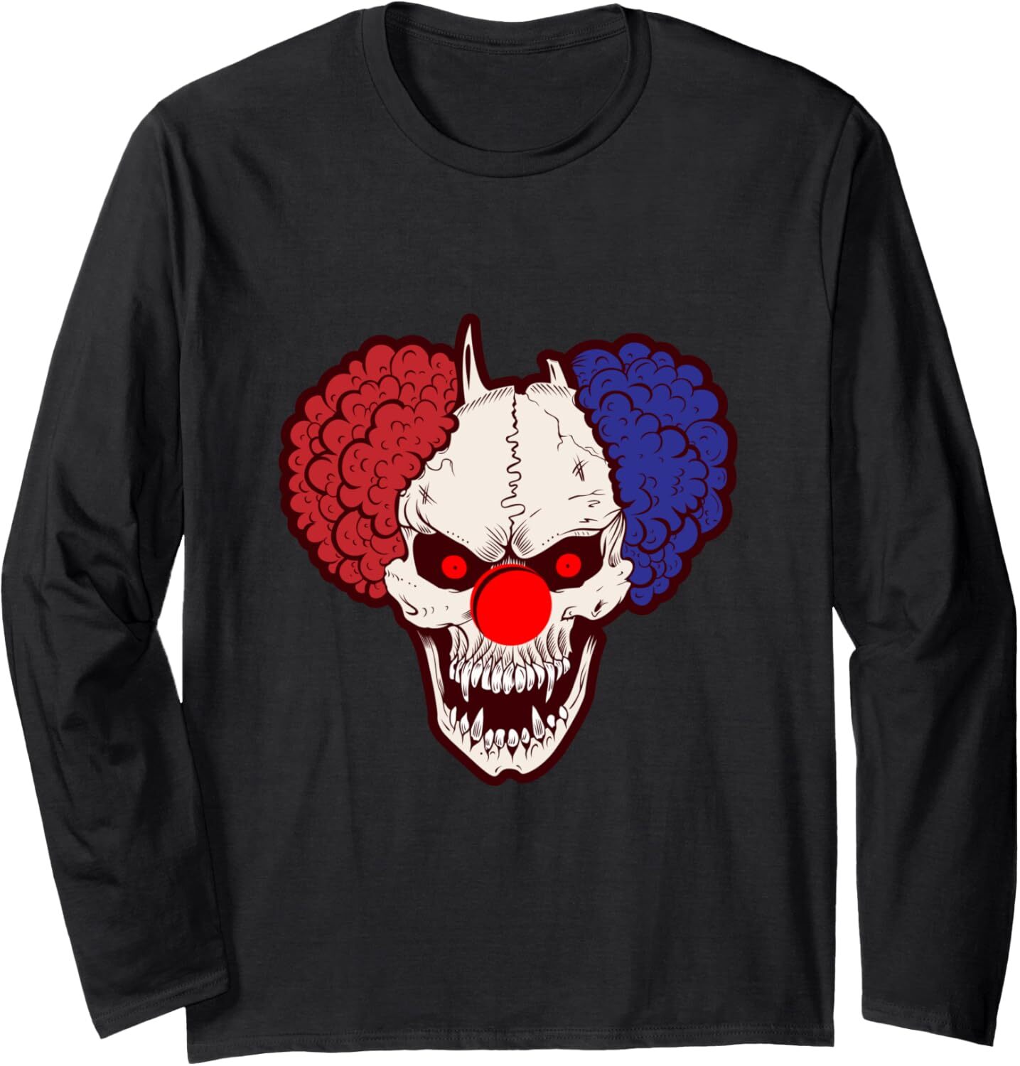 Long Sleeve Shirts for Men sweatshirt Skeleton Clown Horror Halloween, Scary nightmare Long Sleeve Tee Streetwear Casual tops clothes