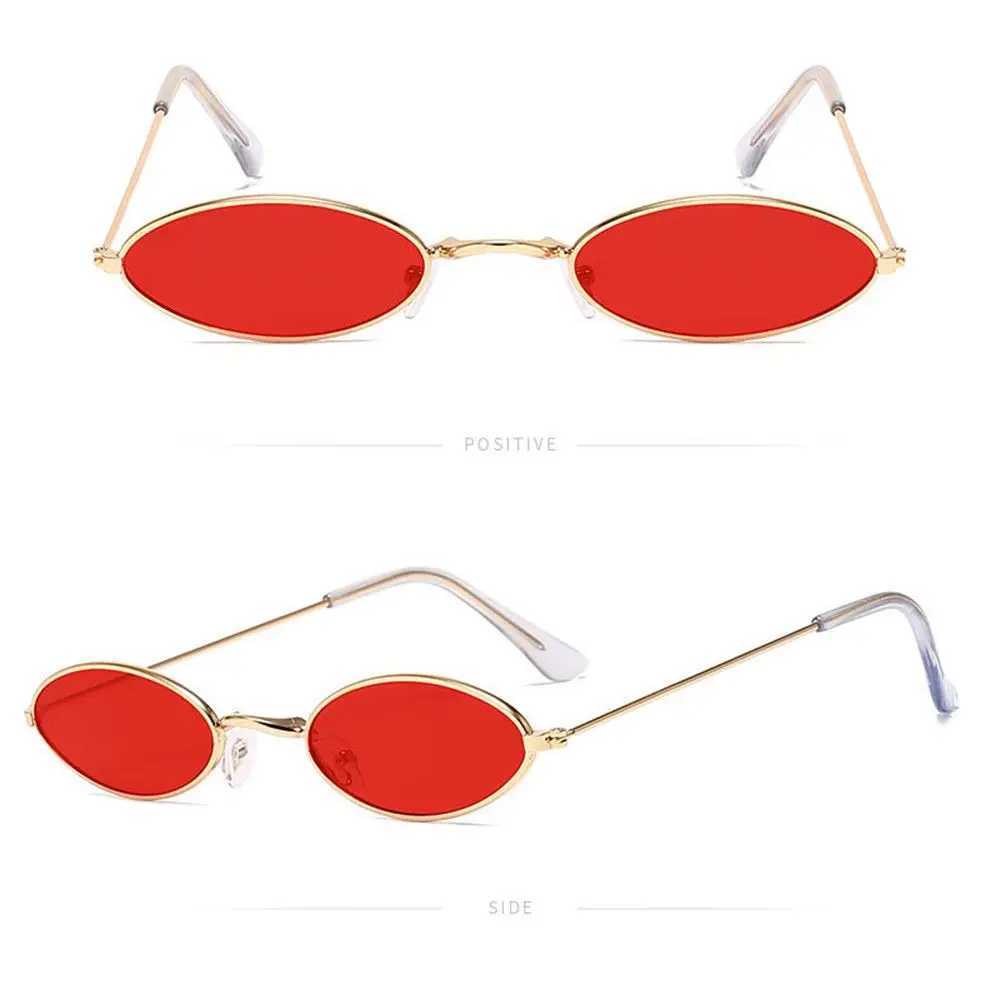Retro Small Frame Oval Sunglasses Vintage Metal Colorful Shades Sun Glasses for Men Women Fashion Brand Design Female EyeglassesX240920