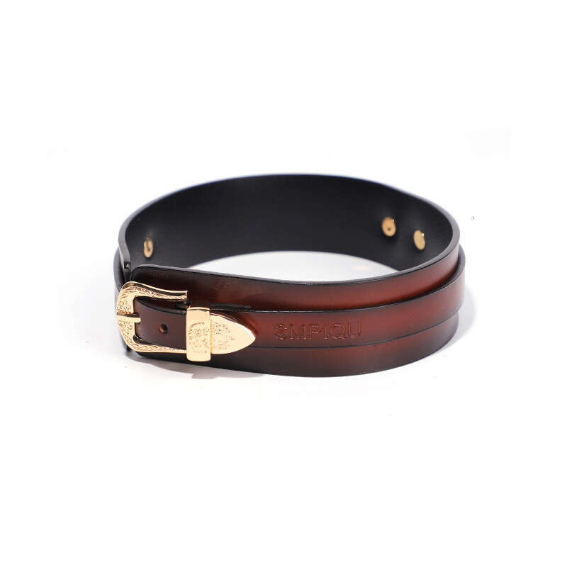 Sex SM Props Female Slave Training Traction Neck Set Pattern Metal Buckle Genuine Leather Sex Collar Alternative Adult Products